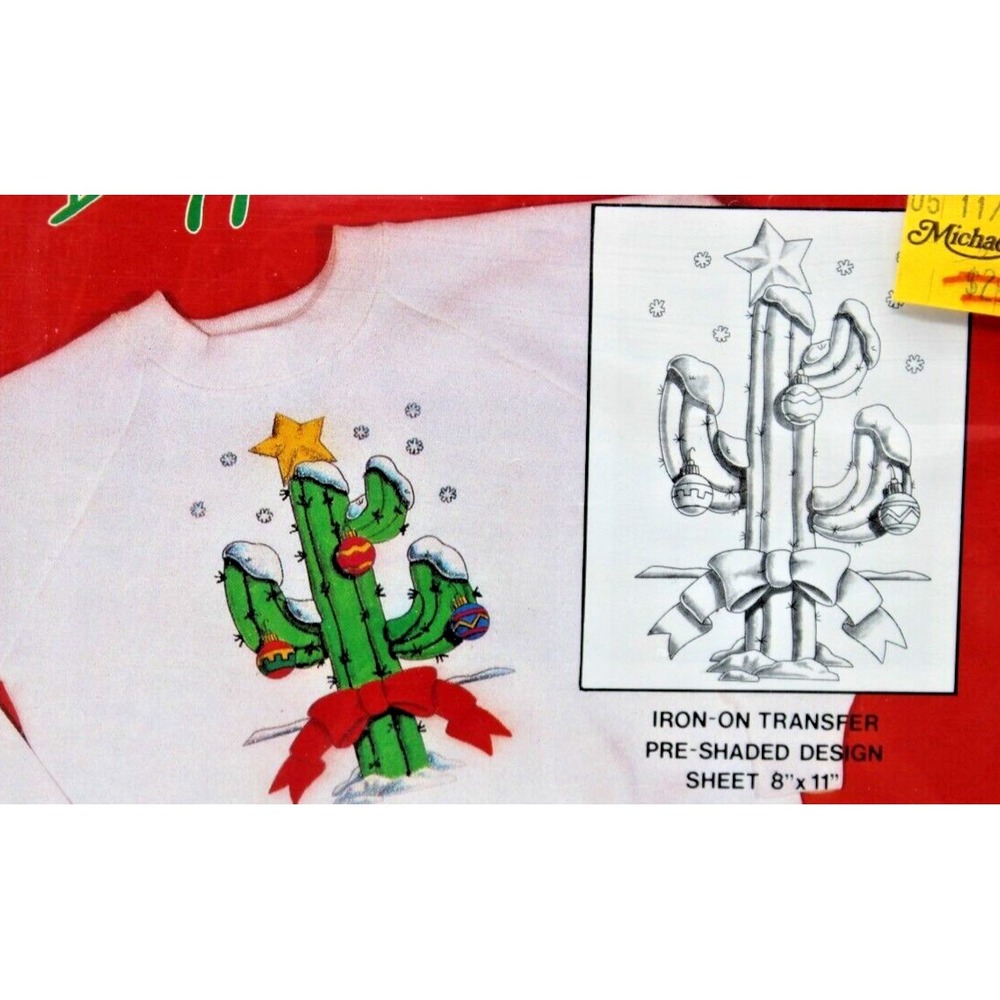 Pre-Shaded Christmas Transfers Lot Of 4 NEW DIZZLE Cactus Reindeer Bunny VTG NEW - Picture 6 of 9